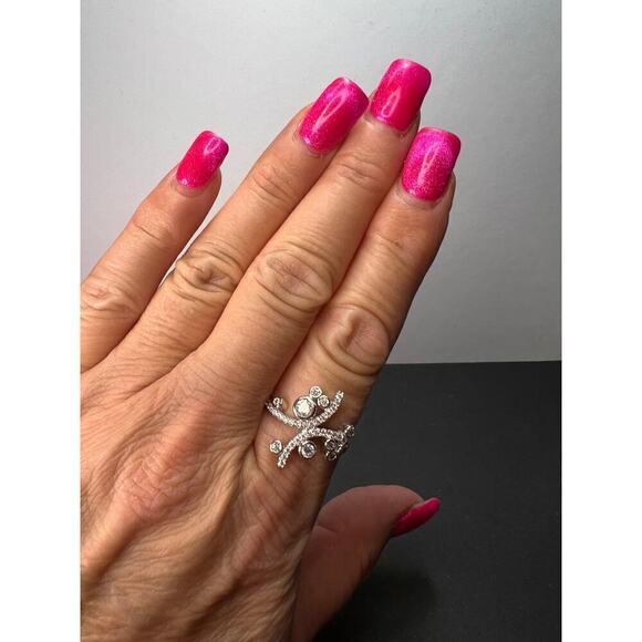 unknown Jewelry - CZ bypass sterling silver bubble cocktail ring size 10